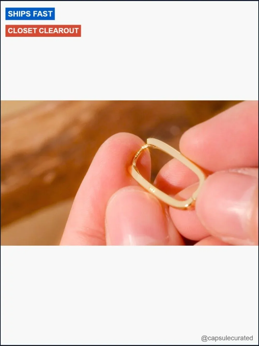 Rectangle Gold Hoop Earrings Geometric Hypoallergenic Square Hoops